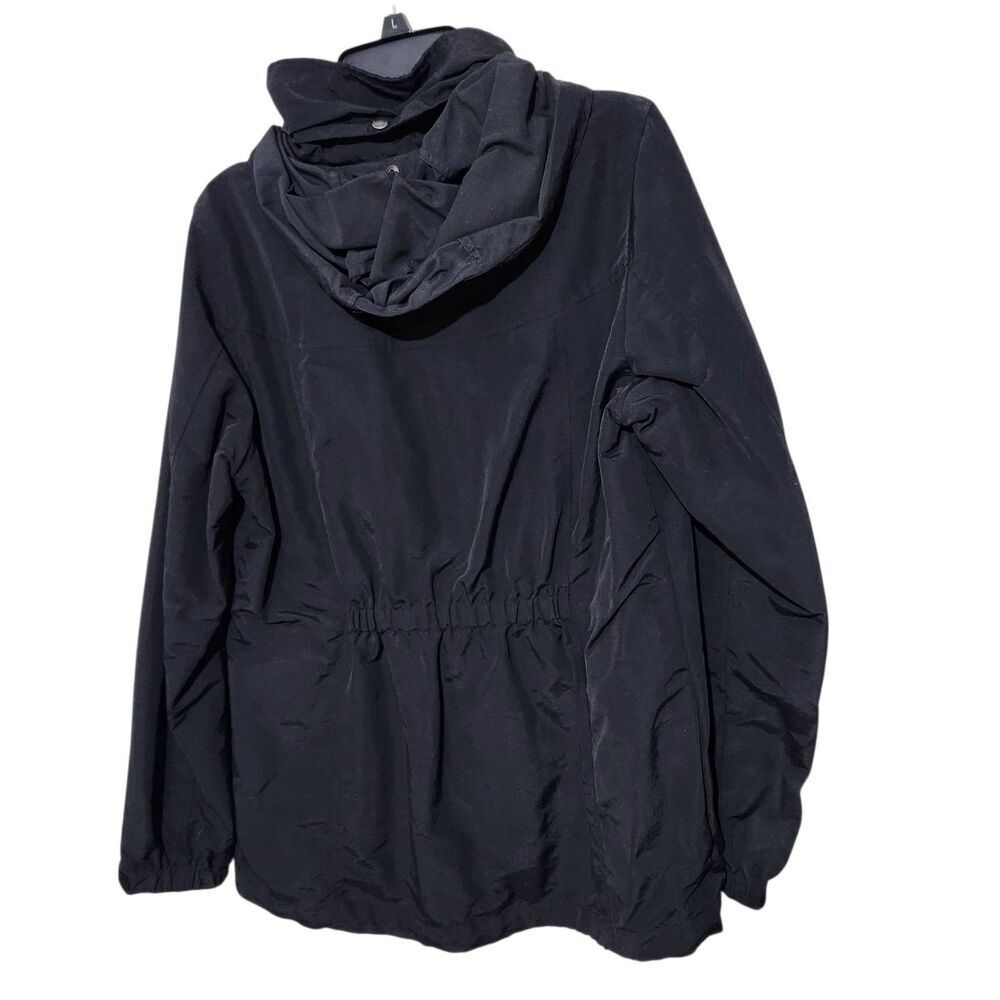 Lands Ends Windbreaker Jacket Size Medium Black Hooded Elastic Waist - Picture 5 of 16